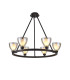 Baldwin Round Fixed Pendant Curved Cone Glass (U) 6 Light G9 Satin Black/Iridescent/Opal-1