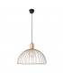 Cage Ceiling Pendant Matt Black Light Wood 1x E27 48.7cm - 1