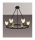Baldwin Round Fixed Pendant Curved Cone Glass (U) 6 Light G9 Satin Black/Iridescent/Opal-3