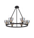 Baldwin Round Fixed Pendant Curved Cone Glass (U) 6 Light G9 Satin Black/Iridescent/Opal-5