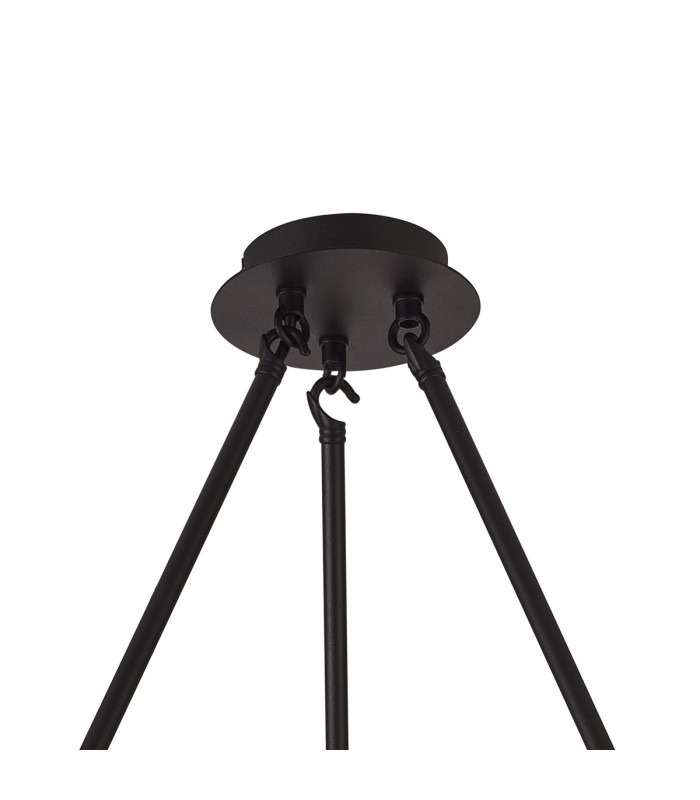 Baldwin Round Fixed Pendant Curved Cone Glass (U) 6 Light G9 Satin Black/Iridescent/Opal-6