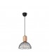 Cage Ceiling Pendant Matt Black Light Wood 1x E27 24.7cm - 1