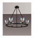 Baldwin Round Fixed Pendant Curved Cone Glass (U) 6 Light G9 Satin Black/Iridescent/Opal-12