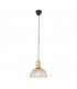 Cage Ceiling Pendant Matt Black Light Wood 1x E27 24.7cm - 1
