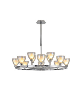 Baldwin 92cm Round Telescopic Pendant Curved Cone Glass (U) 8 + 4 Light G9 Polished Chrome/Iridescent/Opal-1