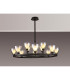 Baldwin 92cm Round Telescopic Pendant Curved Cone Glass (U) 8 + 4 Light G9 Satin Black/Iridescent/Opal-3