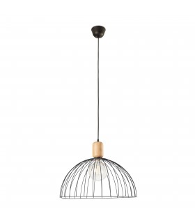 Cage Ceiling Pendant Large Wood Black 1x E27 - 1