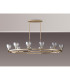 Baldwin Oval Telescopic Pendant Curved Cone Glass (U) 10 Light G9 French Gold/Iridescent/Opal-8