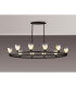 Baldwin Oval Telescopic Pendant Curved Cone Glass (U) 10 Light G9 Satin Black/Iridescent/Opal-3