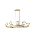 Baldwin Oval Telescopic Pendant Curved Cone Glass (U) 8 Light G9 French Gold/Iridescent/Opal-1