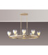 Baldwin Oval Telescopic Pendant Curved Cone Glass (U) 8 Light G9 French Gold/Iridescent/Opal-3
