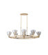 Baldwin Oval Telescopic Pendant Curved Cone Glass (U) 8 Light G9 French Gold/Iridescent/Opal-4