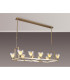 Baldwin Rectangle Telescopic Pendant Curved Cone Glass (U) 10 Light G9 French Gold/Iridescent/Opal-3