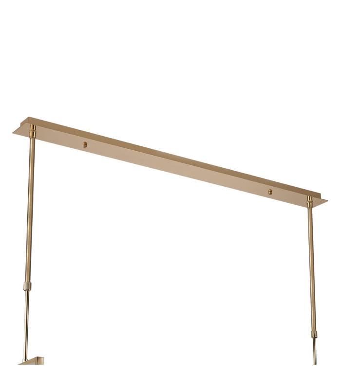 Baldwin Rectangle Telescopic Pendant Curved Cone Glass (U) 10 Light G9 French Gold/Iridescent/Opal-8