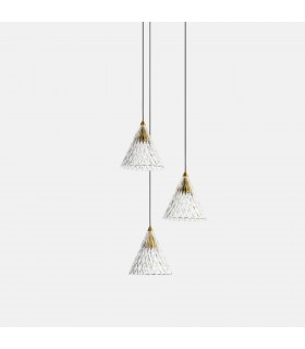 LED 3 Light Dome Cluster Ceiling Pendant Gold Matt White 31cm 1555lm 2700K - 1