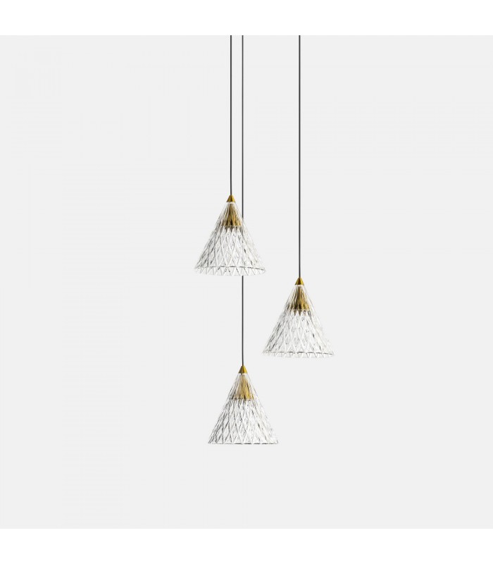 LED 3 Light Dome Cluster Ceiling Pendant Gold Matt White 31cm 1555lm 2700K - 1
