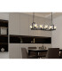 Baldwin Rectangle Telescopic Pendant Curved Cone Glass (U) 10 Light G9 Satin Black/Iridescent/Opal-4