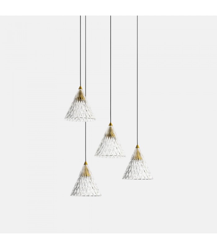 LED 4 Light Dome Cluster Ceiling Pendant Gold Matt White 31cm 2075lm 2700K - 1