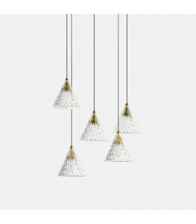 LED 5 Light Dome Cluster Ceiling Pendant Gold Matt White 31cm 2590lm 2700K - 1