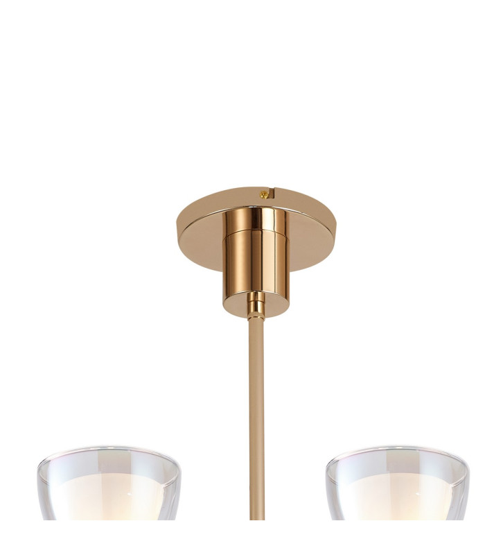 Baldwin 93cm Telescopic Pendant Curved Cone Glass (U) 12 Light G9 French Gold/Iridescent/Opal-5