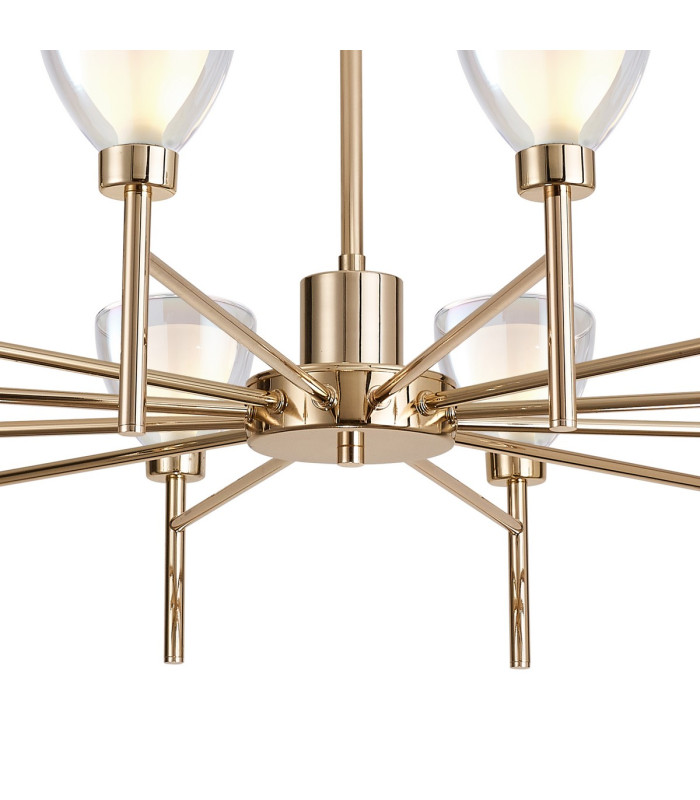 Baldwin 93cm Telescopic Pendant Curved Cone Glass (U) 12 Light G9 French Gold/Iridescent/Opal-6