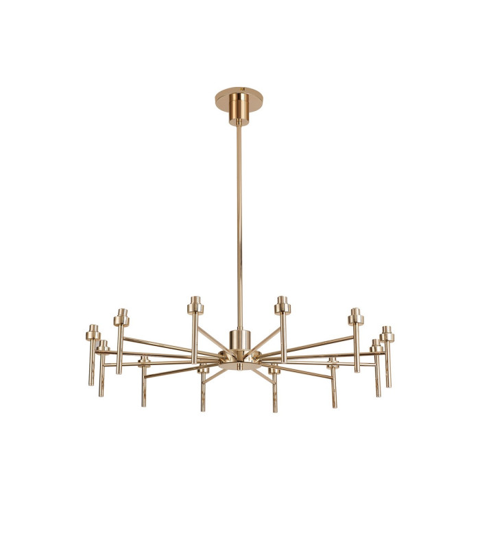 Baldwin 93cm Telescopic Pendant Curved Cone Glass (U) 12 Light G9 French Gold/Iridescent/Opal-8