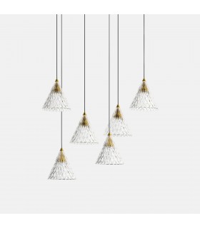 LED 6 Light Dome Cluster Ceiling Pendant Gold Matt White 31cm 3110lm 2700K - 1