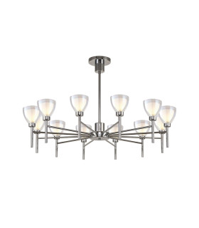 Baldwin 93cm Telescopic/Semi Flush Curved Cone Glass (U) 12 Light G9 Polished Chrome/Iridescent/Opal-1