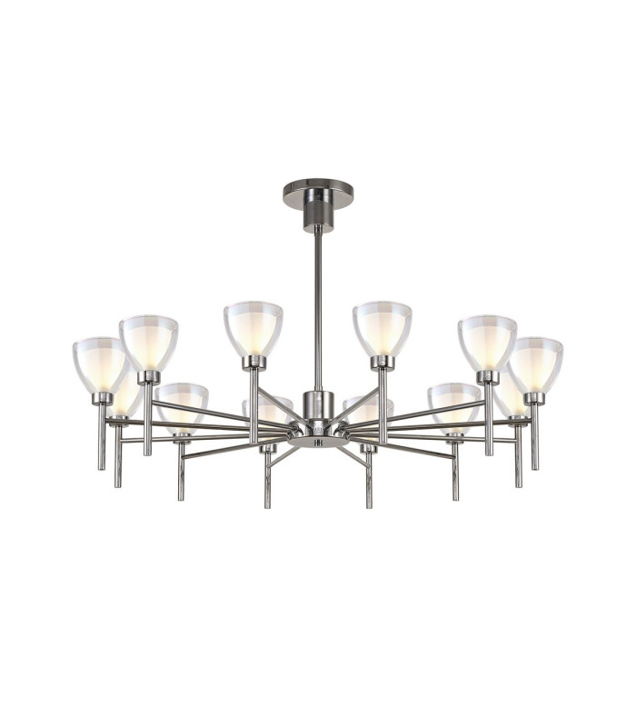 Baldwin 93cm Telescopic/Semi Flush Curved Cone Glass (U) 12 Light G9 Polished Chrome/Iridescent/Opal-1