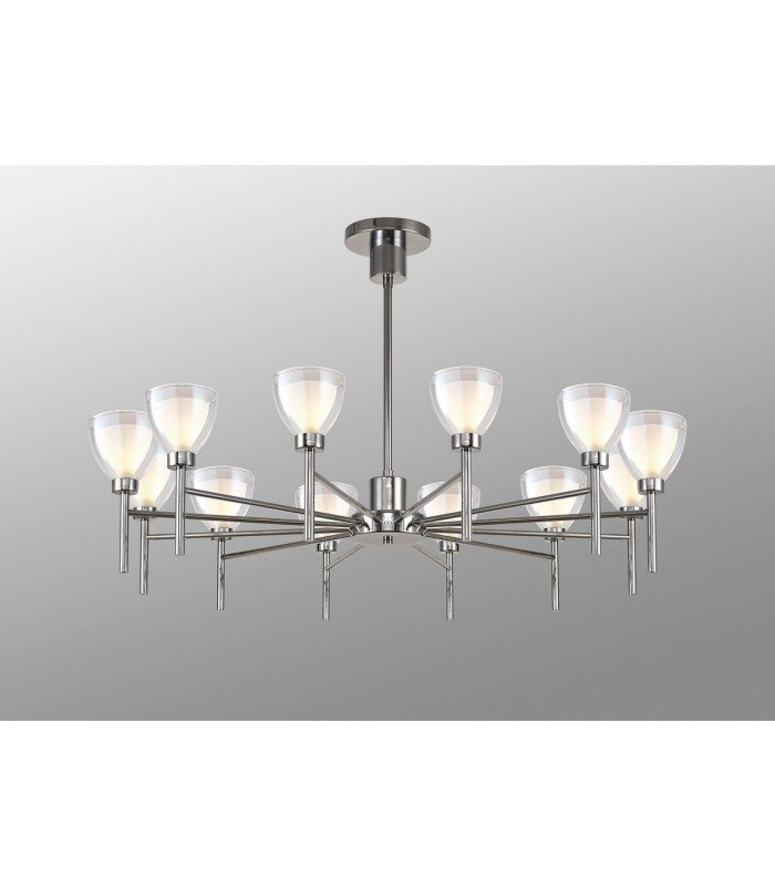 Baldwin 93cm Telescopic/Semi Flush Curved Cone Glass (U) 12 Light G9 Polished Chrome/Iridescent/Opal-3