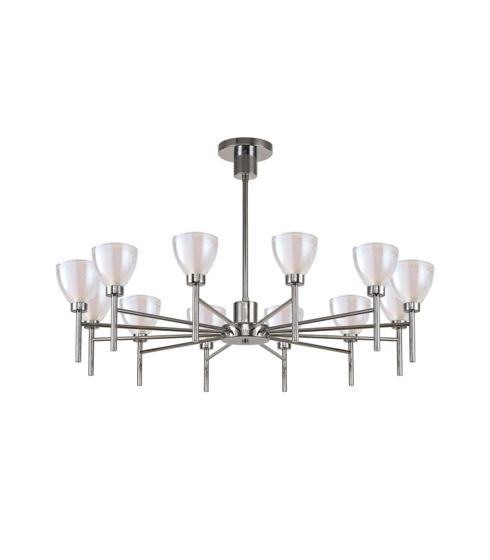 Baldwin 93cm Telescopic/Semi Flush Curved Cone Glass (U) 12 Light G9 Polished Chrome/Iridescent/Opal-4