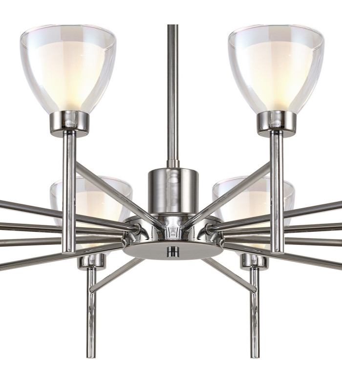 Baldwin 93cm Telescopic/Semi Flush Curved Cone Glass (U) 12 Light G9 Polished Chrome/Iridescent/Opal-6