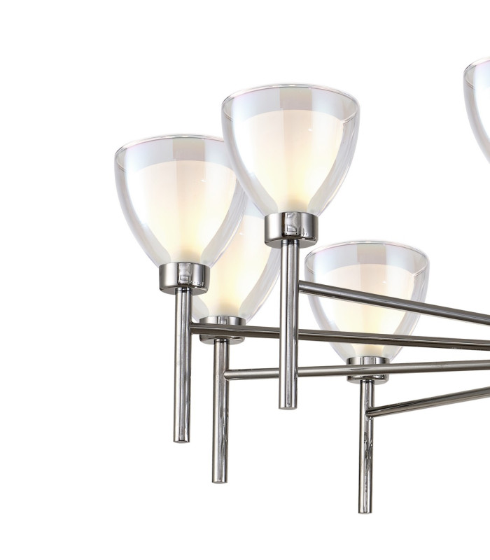 Baldwin 93cm Telescopic/Semi Flush Curved Cone Glass (U) 12 Light G9 Polished Chrome/Iridescent/Opal-7