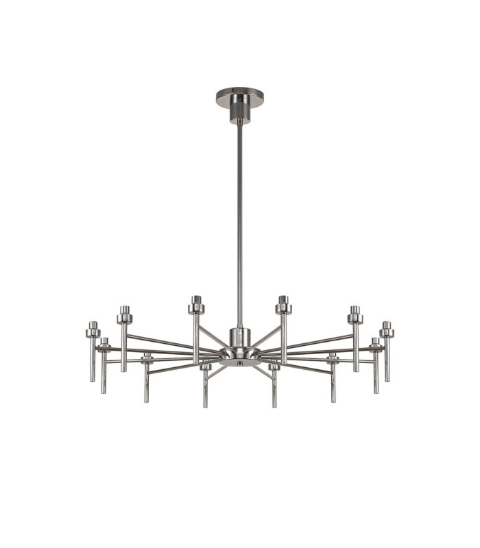Baldwin 93cm Telescopic/Semi Flush Curved Cone Glass (U) 12 Light G9 Polished Chrome/Iridescent/Opal-8
