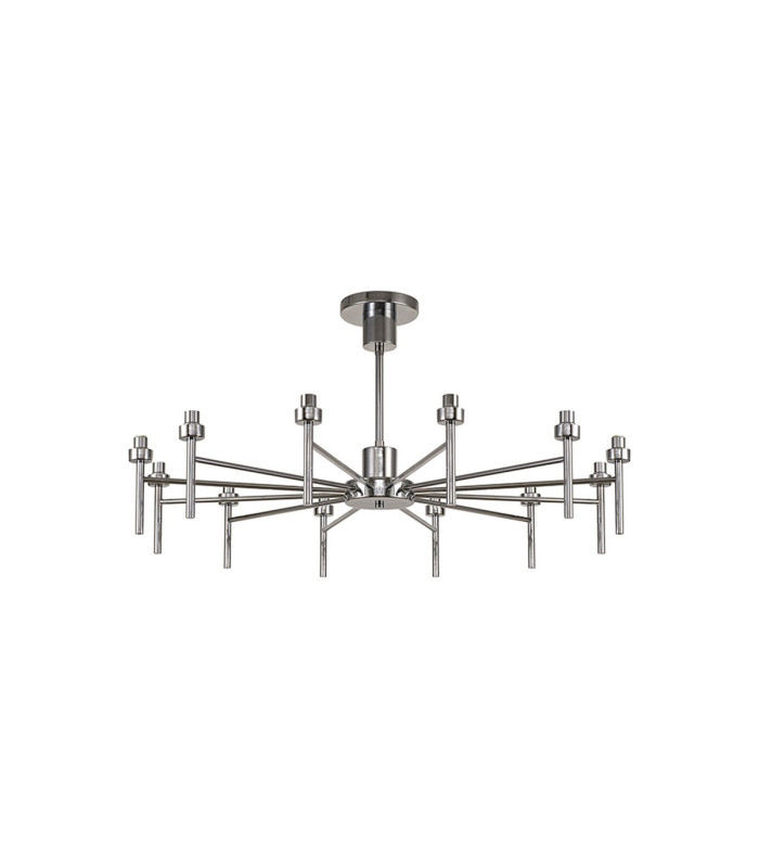 Baldwin 93cm Telescopic/Semi Flush Curved Cone Glass (U) 12 Light G9 Polished Chrome/Iridescent/Opal-9