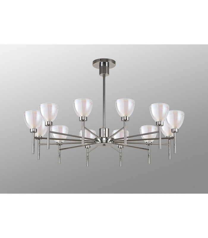 Baldwin 93cm Telescopic/Semi Flush Curved Cone Glass (U) 12 Light G9 Polished Chrome/Iridescent/Opal-14