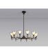 Baldwin 93cm Telescopic Pendant Curved Cone Glass (U) 12 Light G9 Satin Black/Iridescent/Opal-3