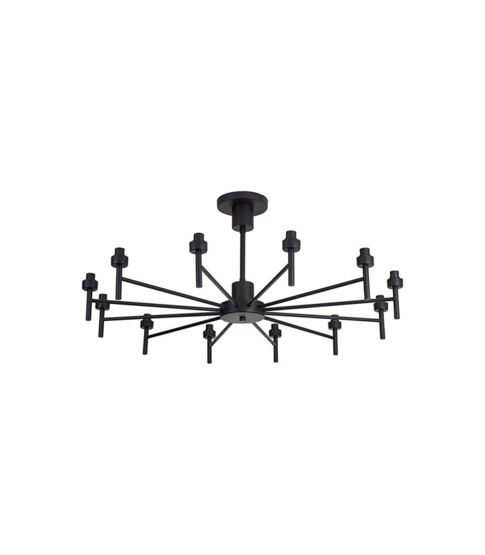 Baldwin 93cm Telescopic Pendant Curved Cone Glass (U) 12 Light G9 Satin Black/Iridescent/Opal-6
