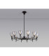Baldwin 93cm Telescopic Pendant Curved Cone Glass (U) 12 Light G9 Satin Black/Iridescent/Opal-11