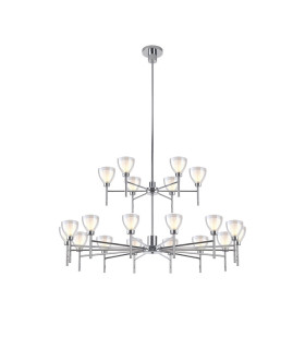 Baldwin 113cm 2-Tier Pendant Curved Cone Glass (U) 20 Light G9 Polished Chrome/Iridescent/Opal-1