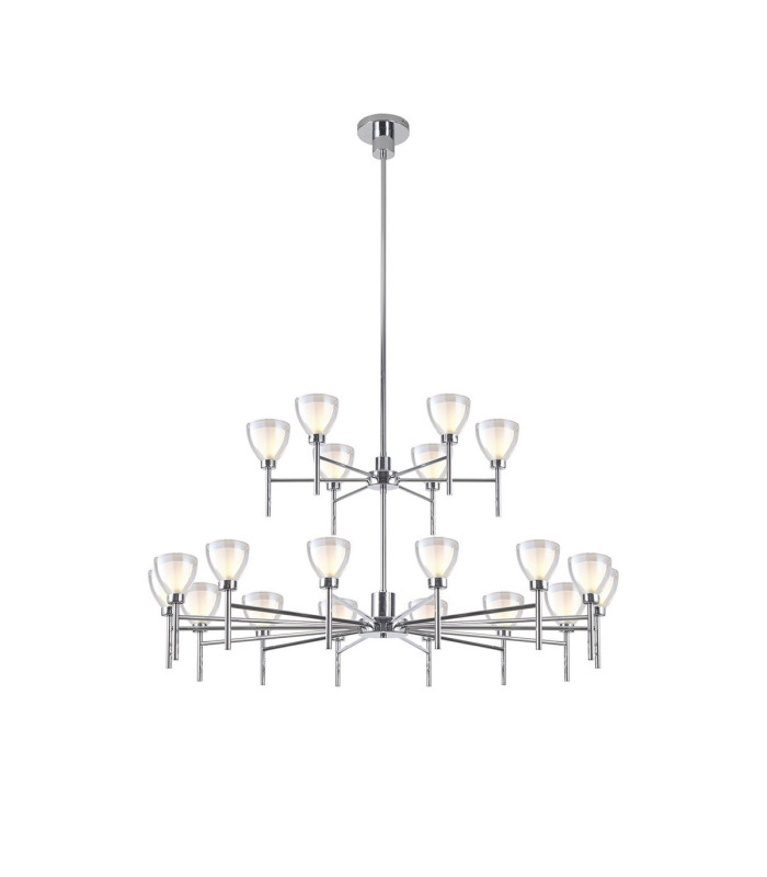 Baldwin 113cm 2-Tier Pendant Curved Cone Glass (U) 20 Light G9 Polished Chrome/Iridescent/Opal-1