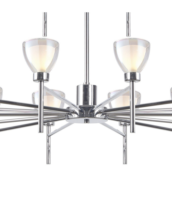 Baldwin 113cm 2-Tier Pendant Curved Cone Glass (U) 20 Light G9 Polished Chrome/Iridescent/Opal-7