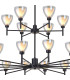 Baldwin 113cm 2-Tier Pendant Curved Cone Glass (U) 20 Light G9 Satin Black/Iridescent/Opal-6