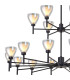 Baldwin 113cm 2-Tier Pendant Curved Cone Glass (U) 20 Light G9 Satin Black/Iridescent/Opal-7