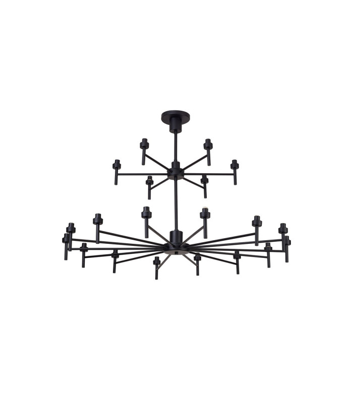 Baldwin 113cm 2-Tier Pendant Curved Cone Glass (U) 20 Light G9 Satin Black/Iridescent/Opal-8