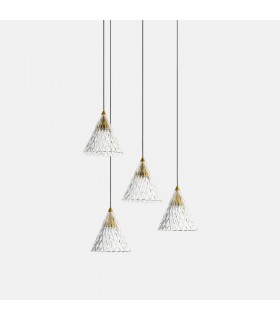 LED 4 Light Dome Cluster Ceiling Pendant Gold Matt White 0-10V Dimming 31cm 2075lm 2700K - 1