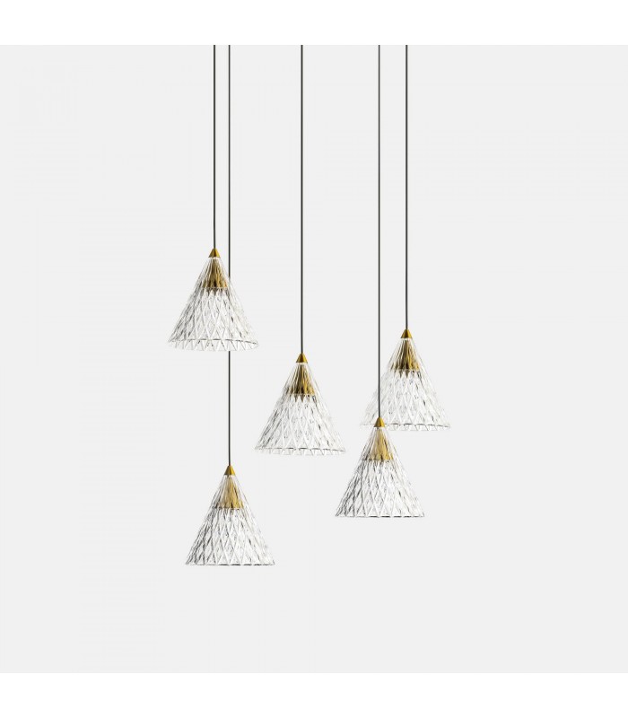 LED 5 Light Dome Cluster Ceiling Pendant Gold Matt White 0-10V Dimming 31cm 2590lm 2700K - 1
