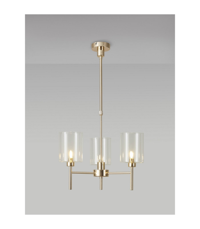 Baldwin 52cm Telescopic/Semi Flush 3 x G9 French Gold/Clear Type B Shade-3