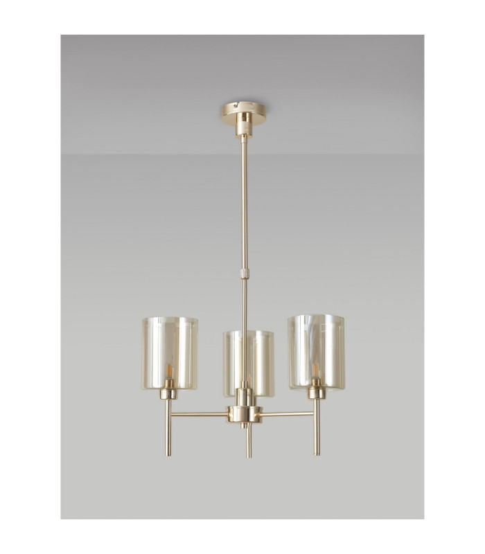 Baldwin 52cm Telescopic/Semi Flush 3 x G9 French Gold/Cognac Type B Shade-11