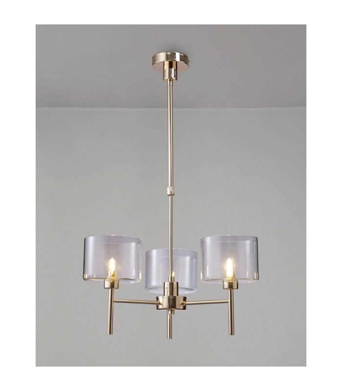Baldwin 55cm Telescopic/Semi Flush 3 x G9 French Gold/Clear Type C Shade-3